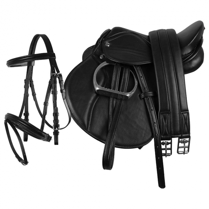 Complete Saddle + Bridle Set Black in the group Horse Tack / Saddles & Bareback Pads at Equinest (3101BA)