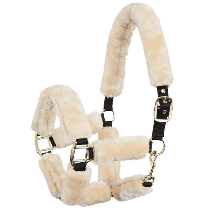 Halter Synthetic Sheepskin Black/Nature in the group Horse Tack / Halters / Fabric & Nylon Halters at Equinest (432174BANAT)
