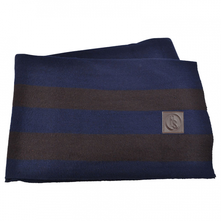 Wool Blanket HS Stripes 180x200cm Navy Blue/Brown in the group Horse Rugs / Fleece Rugs at Equinest (603349NA)