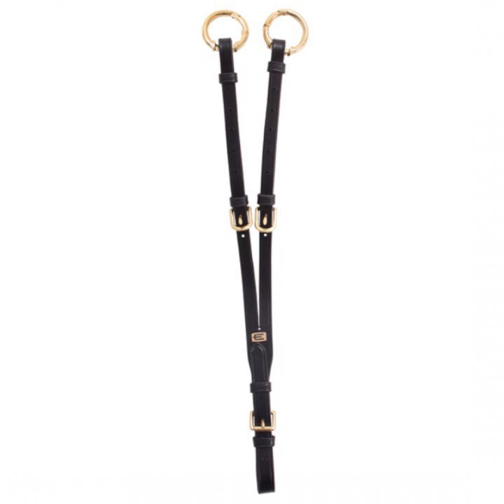 Short Martingale E-logo with Openable Rings Black/Brass in the group Horse Tack / Martingale & Breastplate / Martingale at Equinest (610001100202BA)