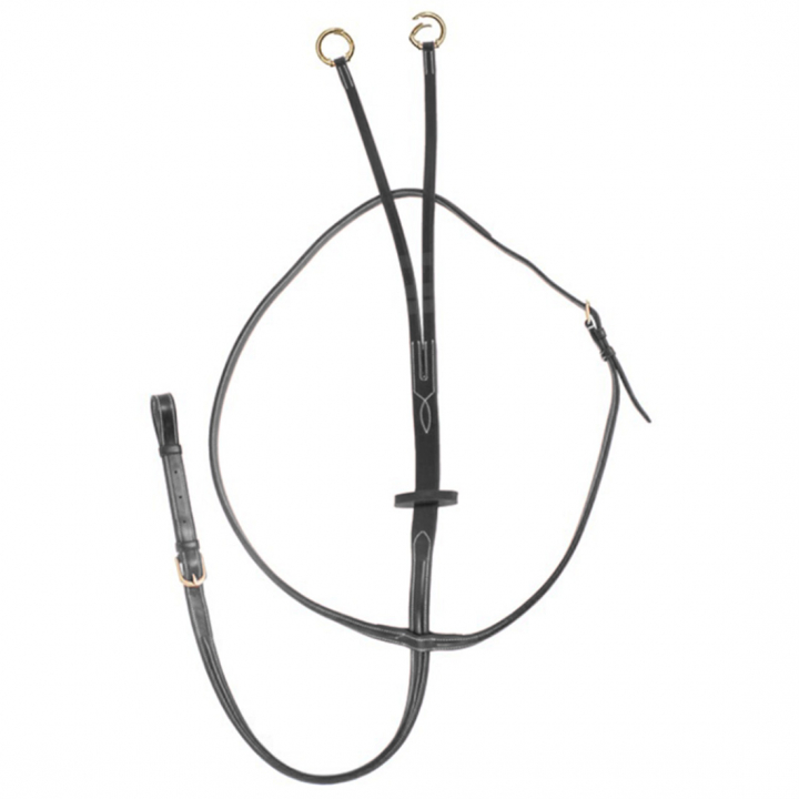 Martingale E-logo with Openable Rings Black/Brass in the group Horse Tack / Martingale & Breastplate / Martingale at Equinest (610002000202BA)