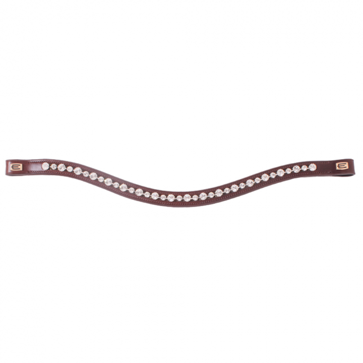 Browband E-logo White Crystals Brown/Brass in the group Horse Tack / Bridles & Browbands / Browbands at Equinest (623001000203BR)