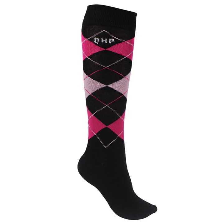  Riding Socks Check Black/Dark Pink/Light Pink in the group Equestrian Clothing / Riding Socks at Equinest (7118BAPI)
