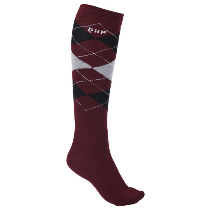  Riding Socks Check Burgundy/Black/White in the group Equestrian Clothing / Riding Socks at Equinest (7118REBAWH)