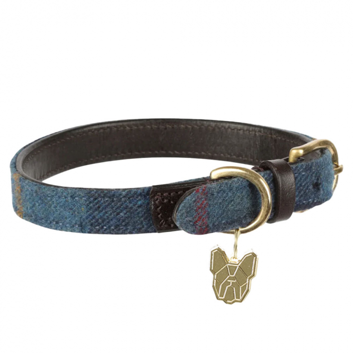 Dog Collar Tweed/Leather Navy Blue in the group Dog / Dog Collars & Harnesses at Equinest (SH6632NA)