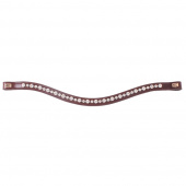 Browband E-logo White Crystals Brown/Brass