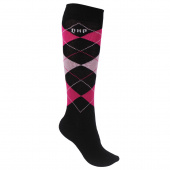  Riding Socks Check Black/Dark Pink/Light Pink
