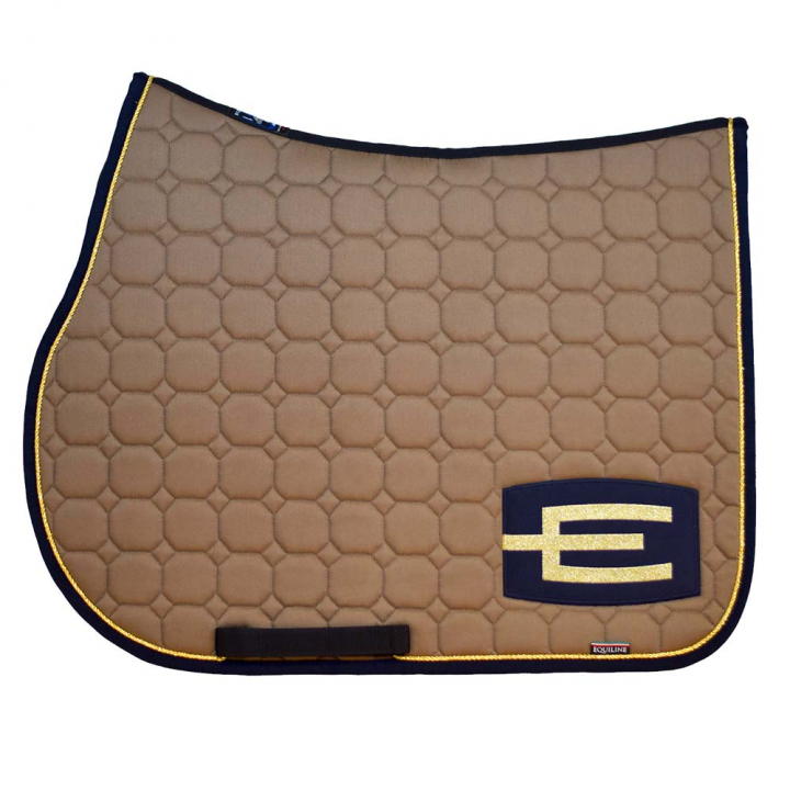 Saddle Pad E-logo Cappuccino Navy/Gold in the group Horse Tack / Saddle Pads / Saddle Pads with E-logo at Equinest (0720911Br-MaGu_r)