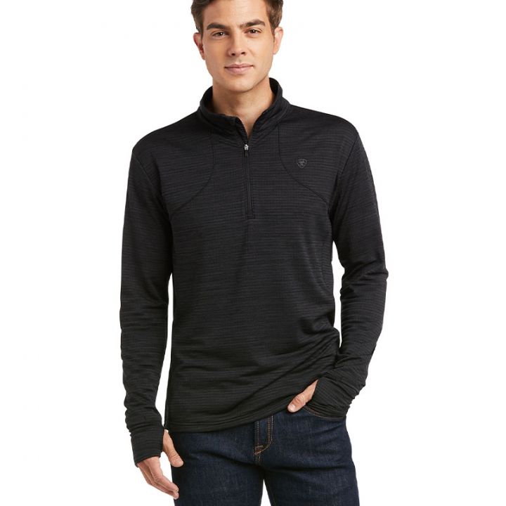 Sweater Men's Gridwork 1/4-Zip Black in the group Equestrian Clothing / Sweaters & Hoodies at Equinest (10037255Sv_r)