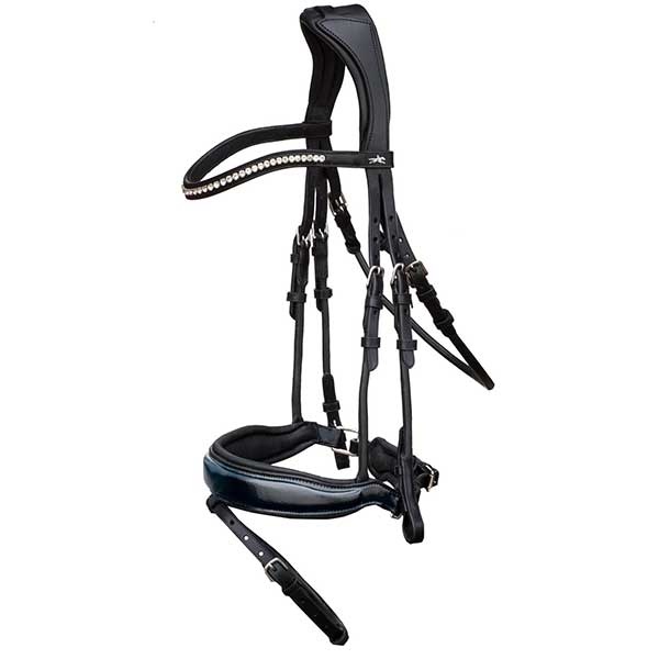 Round Stitched Bridle Malibu Black/Lacquer in the group Horse Tack / Bridles & Browbands / Double Bridle, Weymouth & Dressage Bridles at Equinest (1101-00041-SvL)