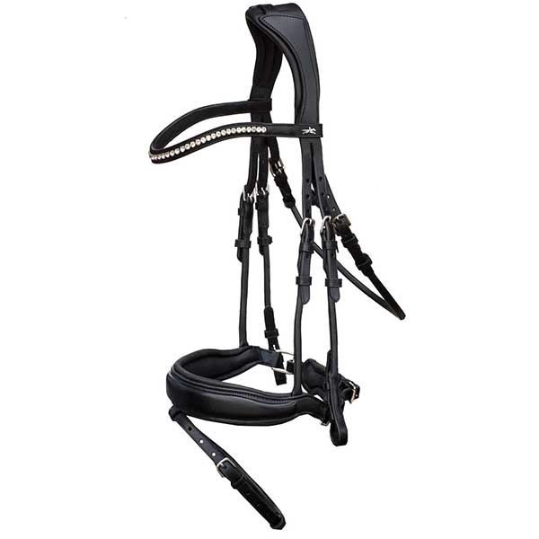 Round Stitched Bridle Malibu Black in the group Horse Tack / Bridles & Browbands / Double Bridle, Weymouth & Dressage Bridles at Equinest (1101-00041Sv_r)