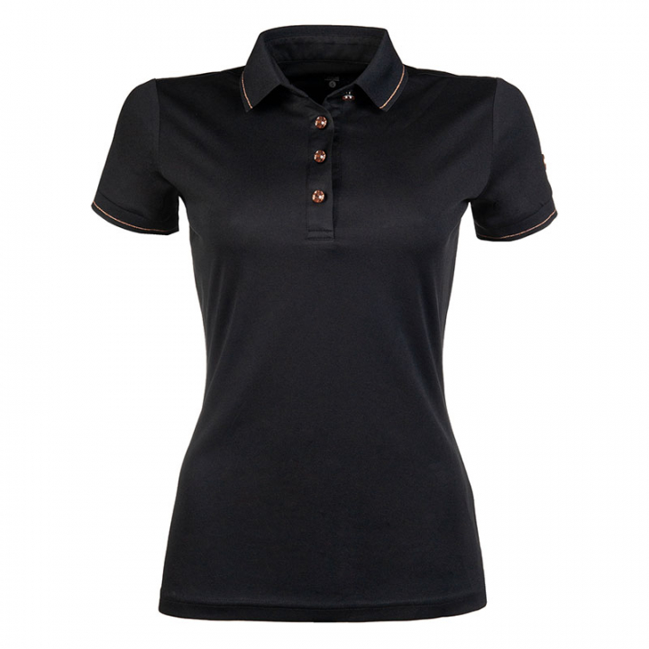 Polo Shirt Glamour Style Black/Rose Gold in the group Equestrian Clothing / Piques at Equinest (12759Sv_r)