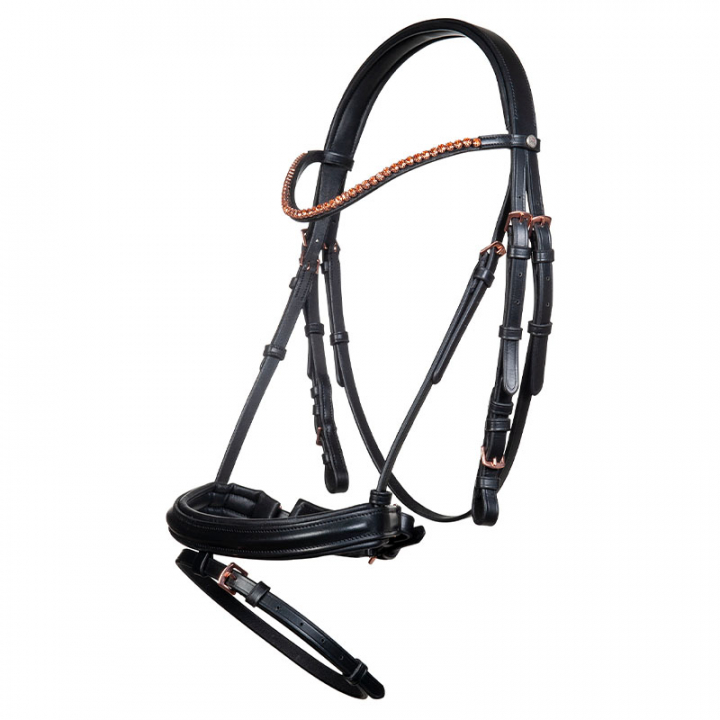 Bridle with Reins Glamour Style Black/0Rose Gold in the group Horse Tack / Bridles & Browbands / Bridles at Equinest (12958Sv_r)