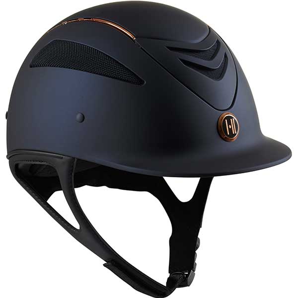 Defender Pro Matte Rose Gold Pipe Navy in the group Riding Equipment / Riding Helmets / Standard Visor Riding Helmets at Equinest (1K20020001Ma_r)