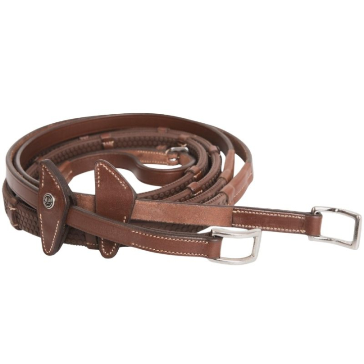 Rubber Reins with Stoppers Eccelente Buckle Loop Brown in the group Horse Tack / Reins / Rubber Reins at Equinest (216753BR_r)
