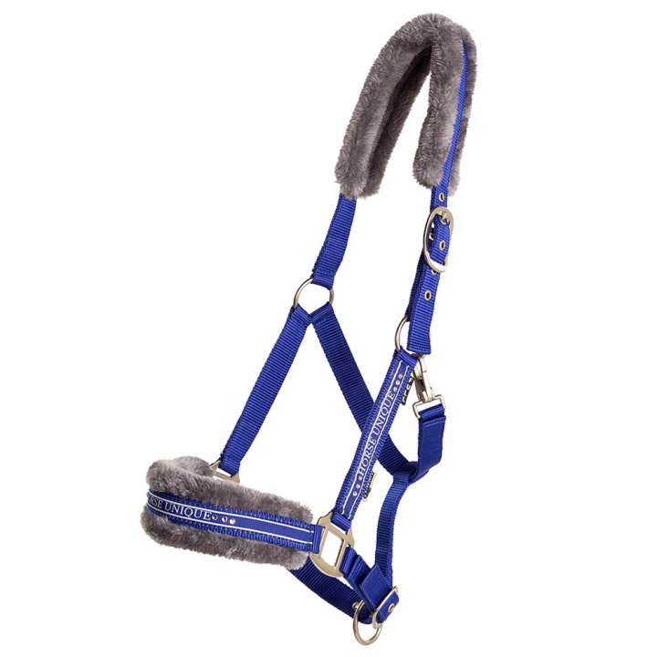 Halter with Fleece Royal Blue/Grey in the group Horse Tack / Halters / Fabric & Nylon Halters at Equinest (243012Bl_r)