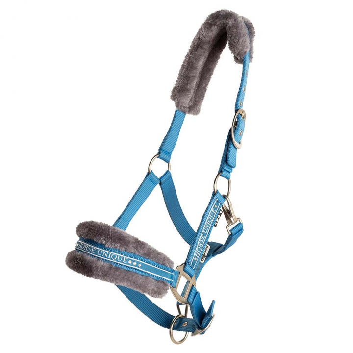 Halter with Fleece Mediterranean Blue/Grey in the group Horse Tack / Halters / Fabric & Nylon Halters at Equinest (243012LjBl_r)
