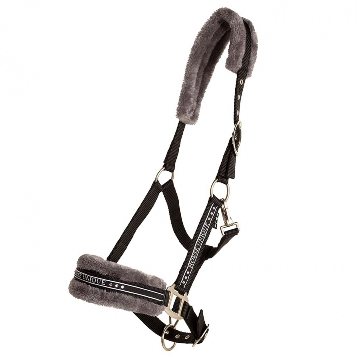 Halter with Fleece Black/Grey in the group Horse Tack / Halters / Fabric & Nylon Halters at Equinest (243012Sv_r)