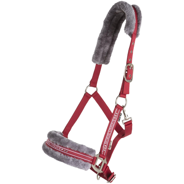 Halter with Fleece Red/Grey in the group Horse Tack / Halters / Fabric & Nylon Halters at Equinest (243082REGR_r)