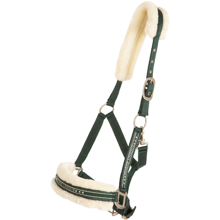 Halter with Fleece Dark Green/Cream in the group Horse Tack / Halters / Fabric & Nylon Halters at Equinest (243632DGNCR_r)