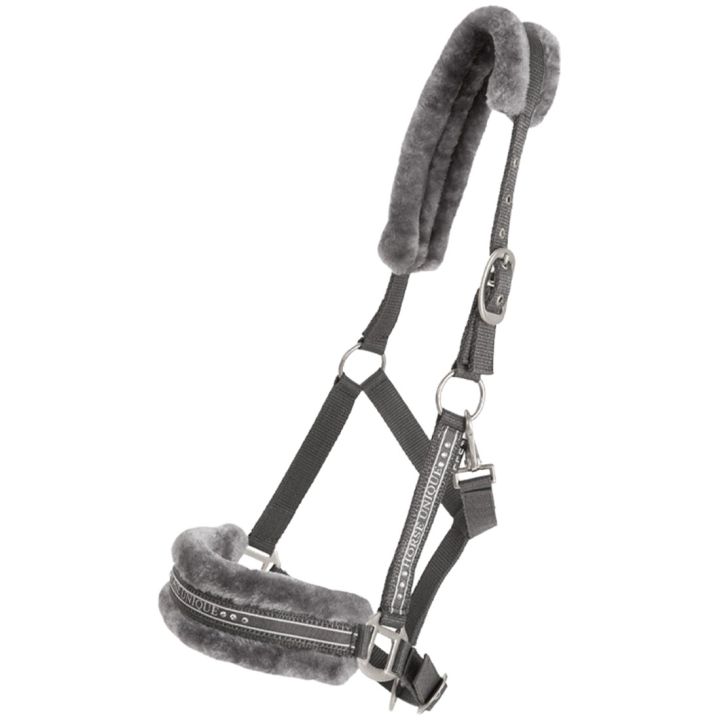 Halter with Fleece Dark Grey/Grey in the group Horse Tack / Halters / Fabric & Nylon Halters at Equinest (243682DGRGR_r)