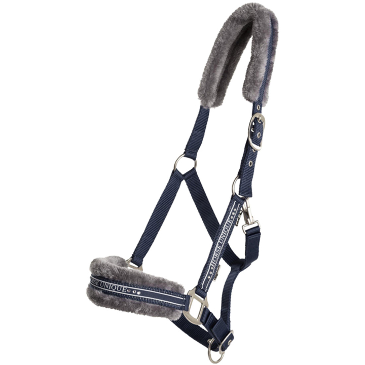 Halter with Fleece Navy/Grey in the group Horse Tack / Halters / Fabric & Nylon Halters at Equinest (243720NAGR_r)