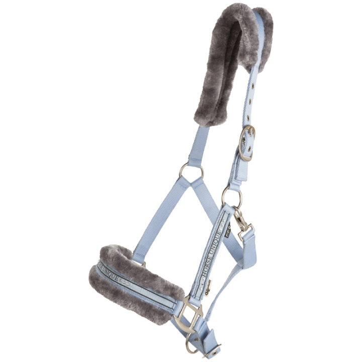 Halter with Fleece Light Blue/Grey in the group Horse Tack / Halters / Fabric & Nylon Halters at Equinest (243730LBLGR_r)