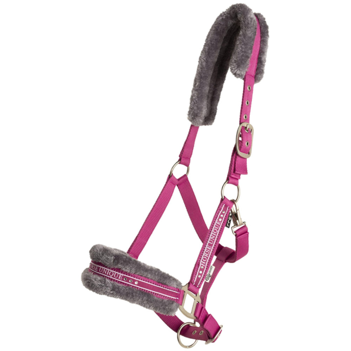 Halter with Fleece Pink/Grey in the group Horse Tack / Halters / Fabric & Nylon Halters at Equinest (243760PIGR_r)