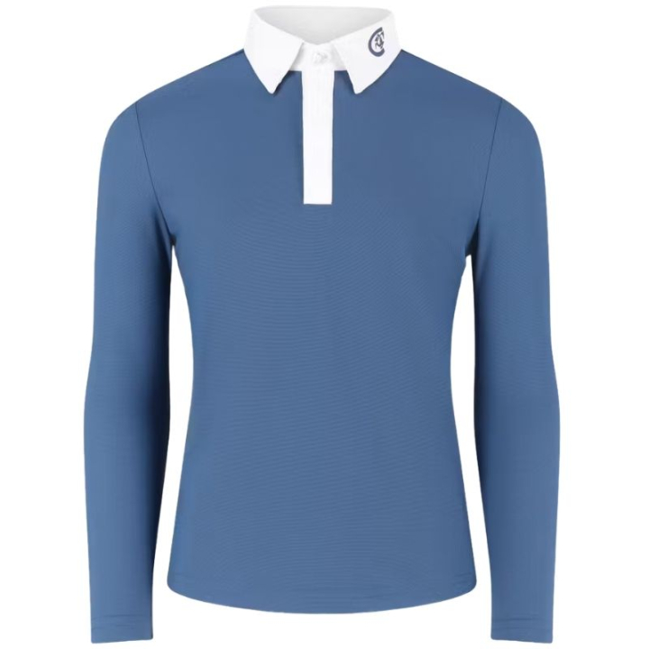Competition Shirt Kids/Junior Boy Osaka Long Sleeve Blue in the group Equestrian Clothing / Riding Shirts / Show Shirts at Equinest (3201203110BL_r)