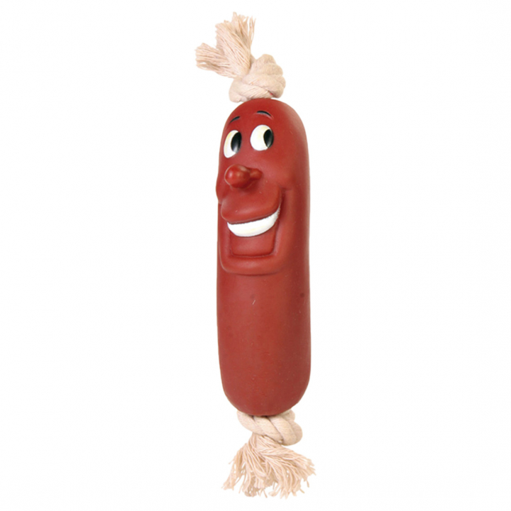 Dog Toy Sausage on Rope Red/Natural in the group Dog / Dog Toys / Knots & Rope Toys at Equinest (3242RE)
