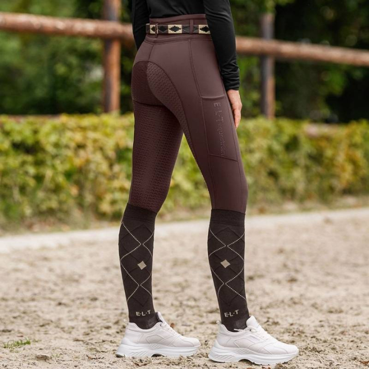 Riding Tights Kids/Junior Ella Glam Full Grip Brown in the group Equestrian Clothing / Riding Breeches & Riding Tights / Riding Tights & Riding Leggings at Equinest (32474691BR_r)