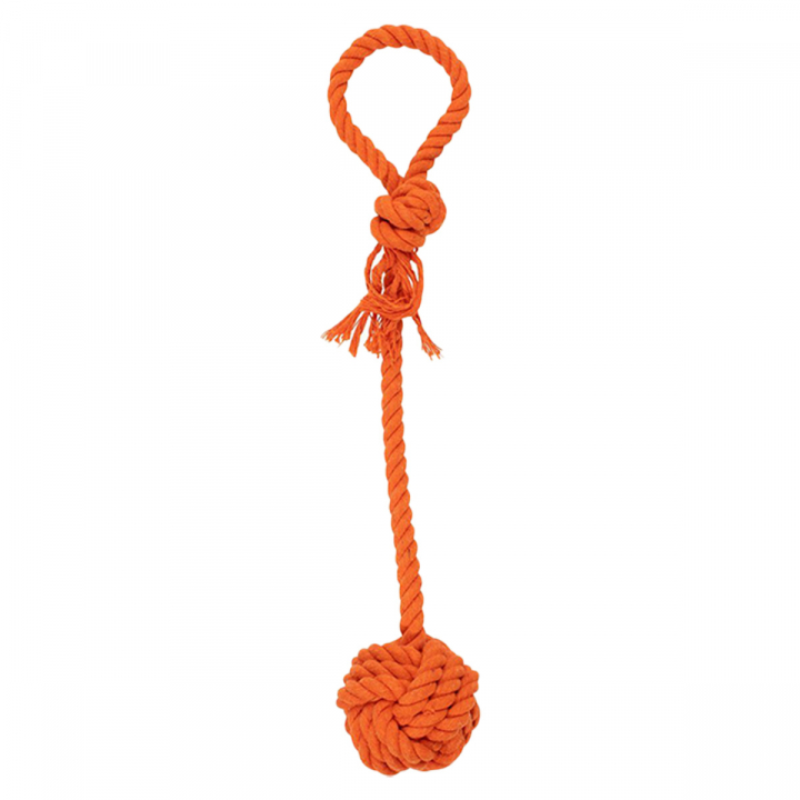 Dog Toy Rope Ball with Handle Orange in the group Dog / Dog Toys / Knots & Rope Toys at Equinest (325016OR)