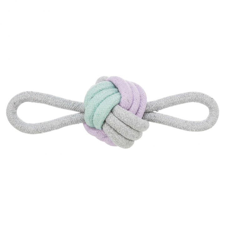 Dog Toy Junior Rope Ball with 2 0Loops Grey/Turquoise/Purple in the group Dog / Dog Toys / Knots & Rope Toys at Equinest (32816)