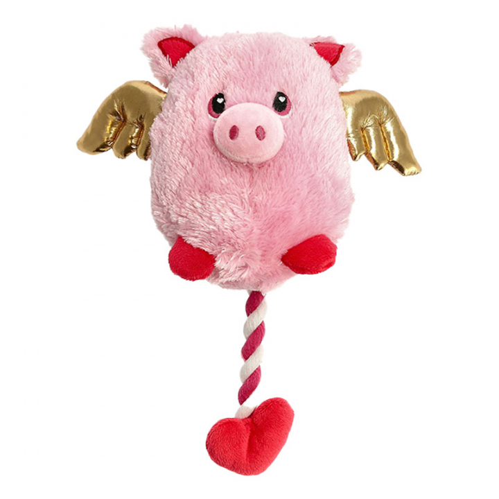 Dog Toy Valle Pig Wings Rope Pink/Gold in the group Dog / Dog Toys / Soft Toys & Plush Toys at Equinest (334141PI)
