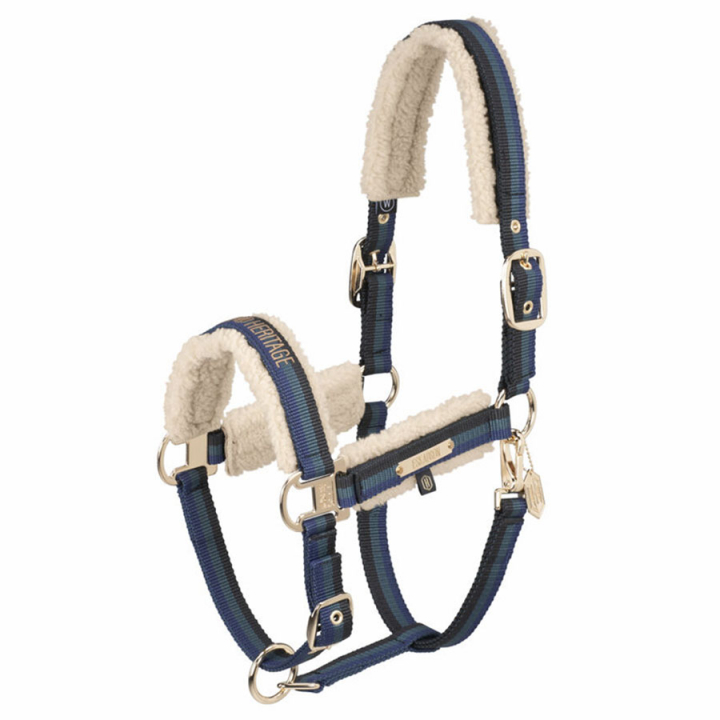 Halter Double Pin Teddyfleece Heritage Blue in the group Horse Tack / Halters / Fabric & Nylon Halters at Equinest (420457816295BL_r)