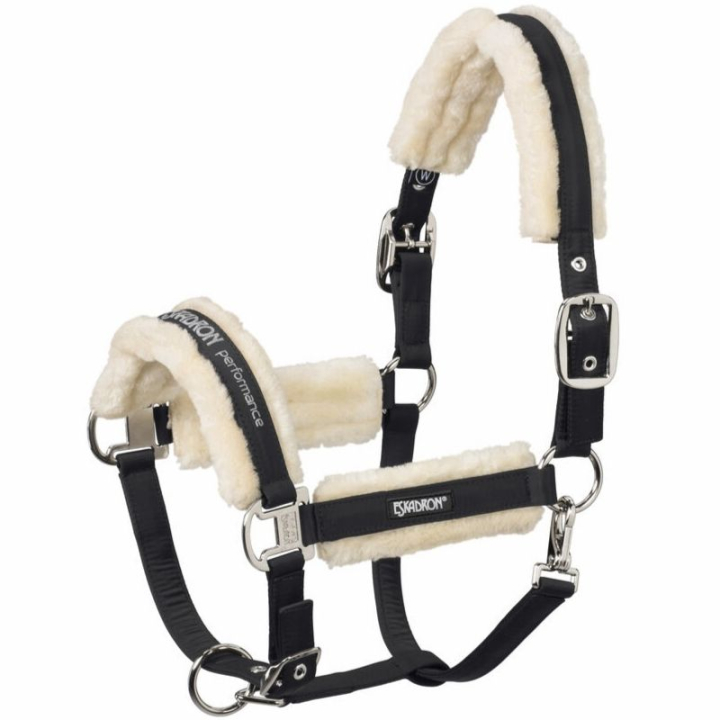 Halter Fauxfur Double Pin Black in the group Horse Tack / Halters / Fabric & Nylon Halters at Equinest (42070083BA_r)