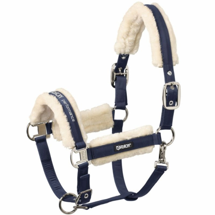 Halter Fauxfur Double Pin Navy Blue in the group Horse Tack / Halters / Fabric & Nylon Halters at Equinest (42070083NA_r)