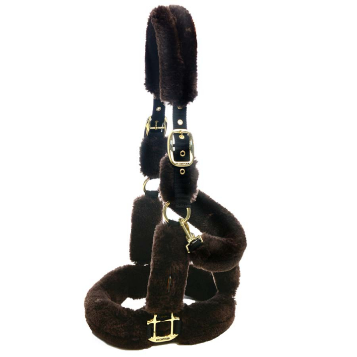 Transport Halter Sheepskin Brown in the group Horse Tack / Halters / Fabric & Nylon Halters at Equinest (42502Br_r)