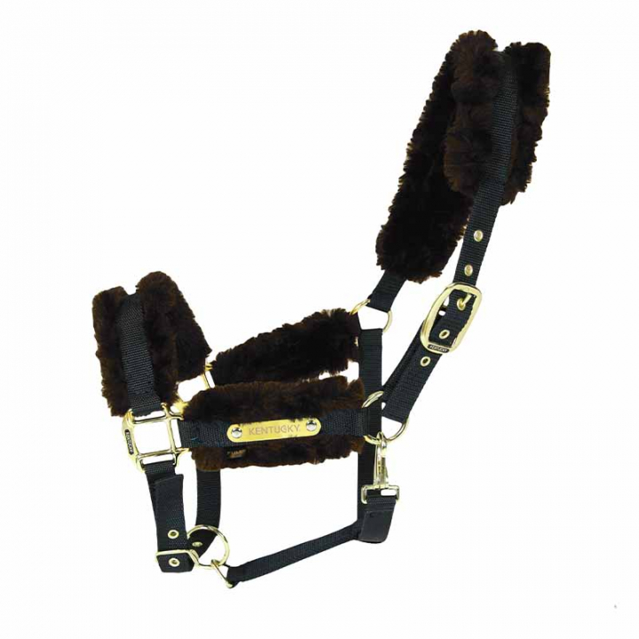 Nylon Halter Sheepskin Brown in the group Horse Tack / Halters / Fabric & Nylon Halters at Equinest (42504Br_r)