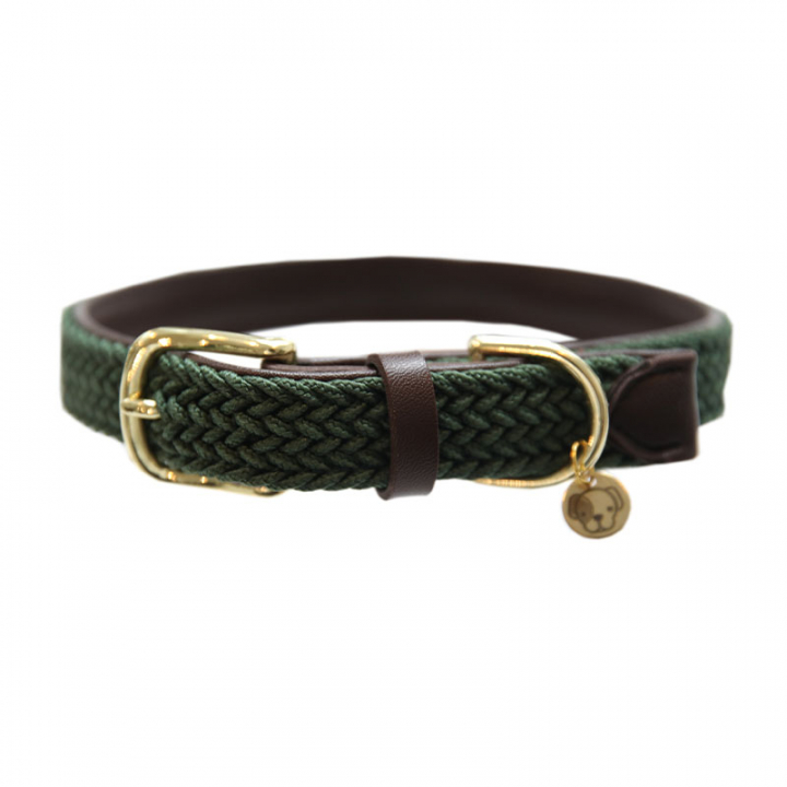 Dog Collar Braided Nylon Olive Green in the group Dog / Dog Collars & Harnesses at Equinest (42517Gn_r)