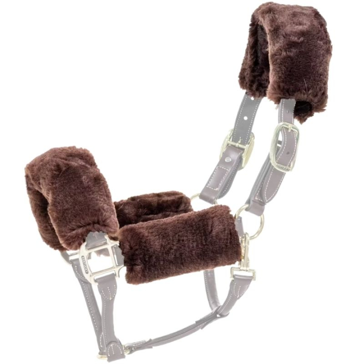 Sheepskin Set for Halter Brown in the group Horse Tack / Bridles & Browbands / Noseband Guard, Chin Protection & Crown Pads at Equinest (42603BR)