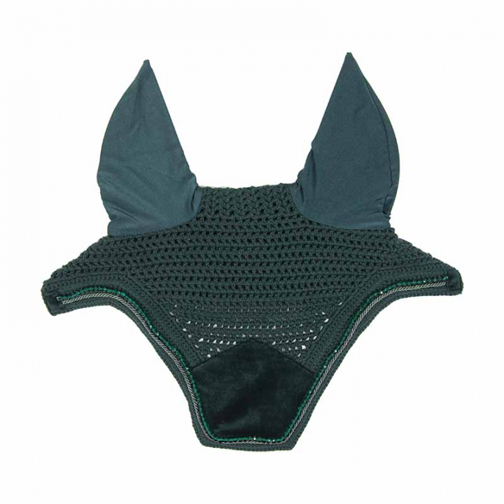 Fly Ear Bonnet Wellington Velvet Pearls Green in the group Horse Tack / Bonnets at Equinest (42629Gn_r)