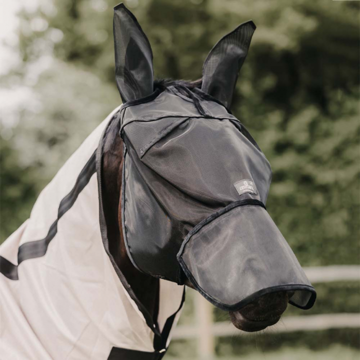 Fly Mask Classic with Ears och Nose Black in the group Fly Protection / Fly Masks & Nose Nets at Equinest (42644BA)
