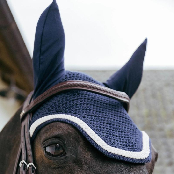 Ear Bonnet Wellington Plaited Cord Navy Blue in the group Horse Tack / Bonnets at Equinest (4265903FNA_r)