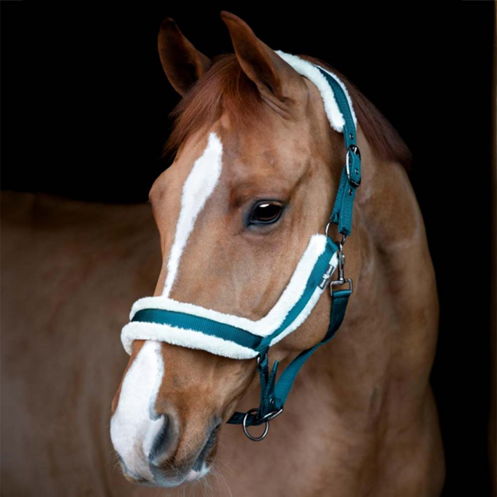 Halter Anatomic Faux Fur HG Green in the group Horse Tack / Halters / Fabric & Nylon Halters at Equinest (505292097GN)