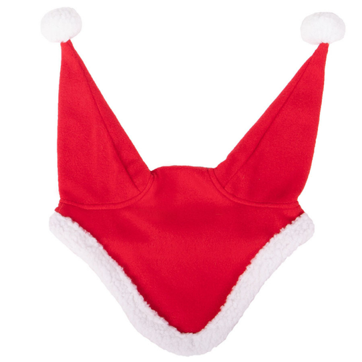 Ear Bonnet Christmas Santa Red/White in the group Horse Tack / Bonnets at Equinest (5381REWH)