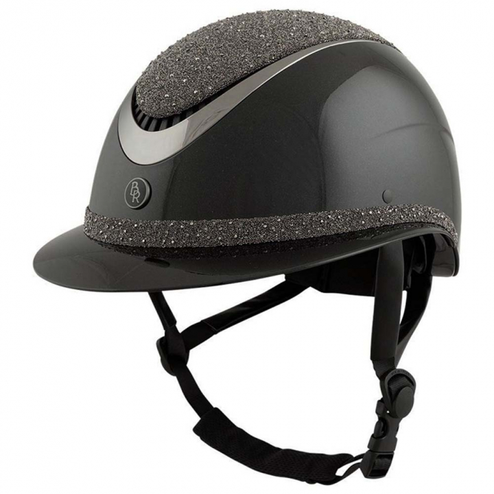 Riding Helmet Theta Plus Dazzling Glamourous Glossy Black/Gunmetal in the group Riding Equipment / Riding Helmets / Wide Peak Riding Helmets at Equinest (541048BA)