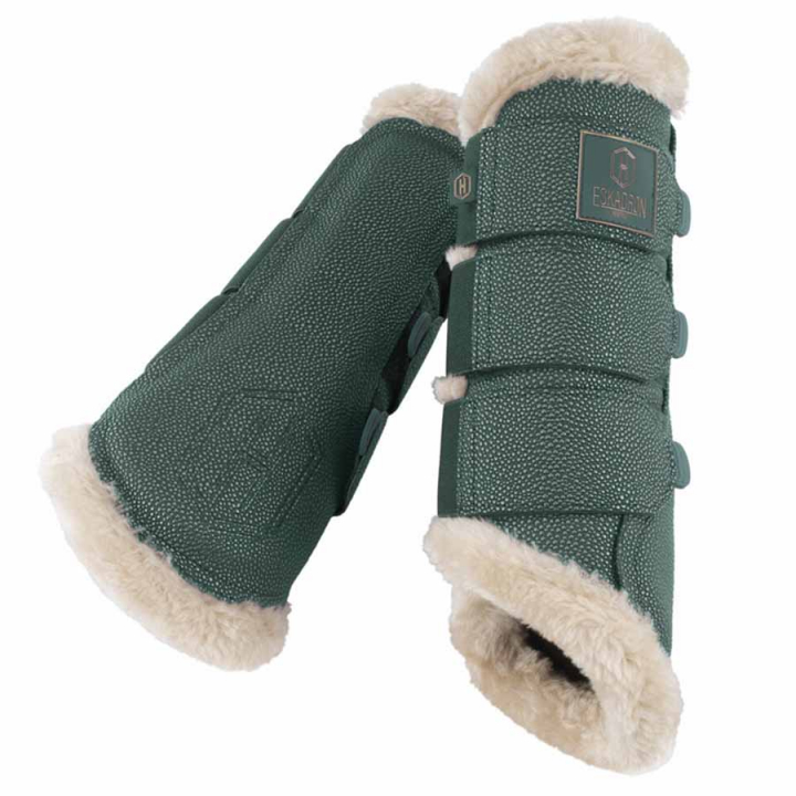 Brushing Boots Stingray Fauxfur Heritage Olive Green in the group Horse Tack / Leg Protection / Brushing Boots & Dressage Boots at Equinest (555057863560OGN_r)