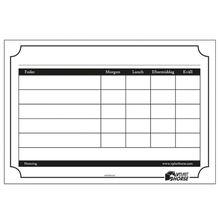 Feeding Chart Board 20x29cm White in the group Stable & Paddock / Stable Supplies & Yard Equipment / Other Stable Supplies at Equinest (601659WH)