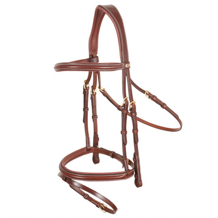Bridle Wynswood E-logo Brown/Brass in the group Horse Tack / Bridles & Browbands / Bridles at Equinest (622001000302BR)